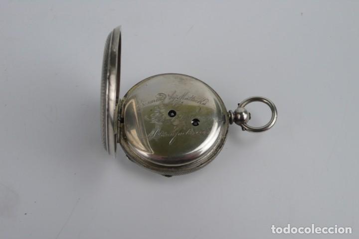 Relojes de bolsillo: Mattocks & Co- Reloj de bolsillo caja de plata- esfera de porcelana -números romanos-Finales S.XIX - Foto 9 - 261260840