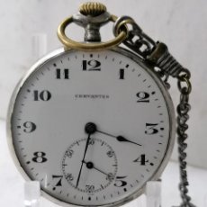 Relojes de bolsillo: RELOJ DE BOLSILLO CERVANTES, CON CORREA DE ACERO 35 CM, DIAMETRO 46 MM, FUNCIONA
