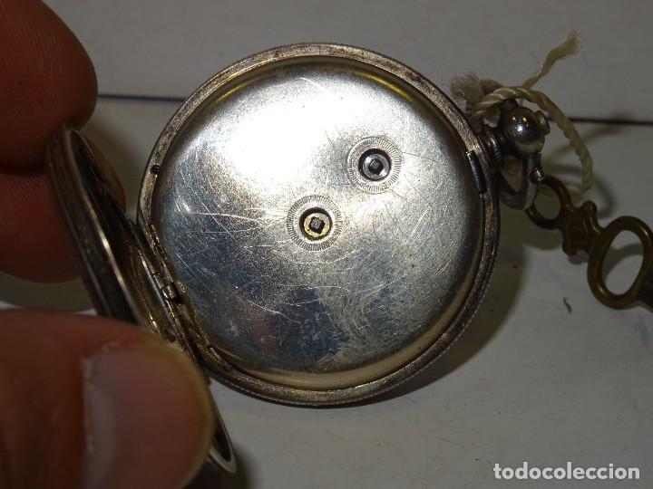 Relojes de bolsillo: ANTIGUO RELOJ DE PLATA SEMICATALINO DE LLAVE ,ESFERA ESMALTADA PERFECTA 5,5X4cm - Foto 6 - 280517498