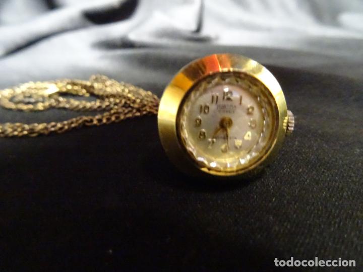 Relojes de bolsillo: Reloj miniatura con cadena colgante MORTIMA de señora. Cuerda. Funciona - Foto 4 - 295637313