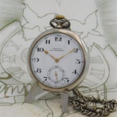 Relojes de bolsillo: DOXA-RELOJ DE BOLSILLO 24 HORAS-DE PLATA-3 TAPAS-CON LEONTINA Y CHICHONERA-FUNCIONANDO