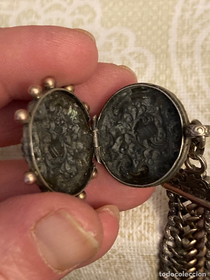 Relojes de bolsillo: Magnifica leontina corta, plata y vistas en oro - Foto 7 - 307029098