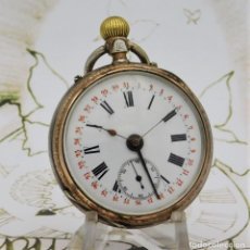 Relojes de bolsillo: INUSUAL RELOJ DE BOLSILLO CON CALENDARIO-DE PLATA-QUANTIEME-3 TAPAS-CIRCA 1900-FUNCIONANDO. Lote 311022558