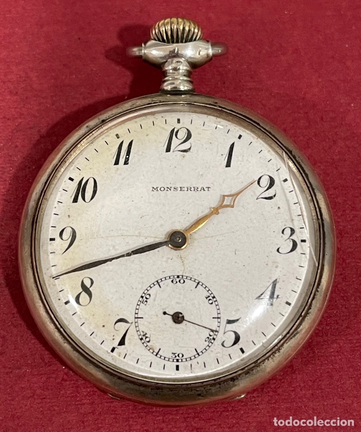 Relojes de bolsillo: Antiguo reloj de bolsillo, en plata de ley, Montserrat. Funcionando - Foto 2 - 312344768