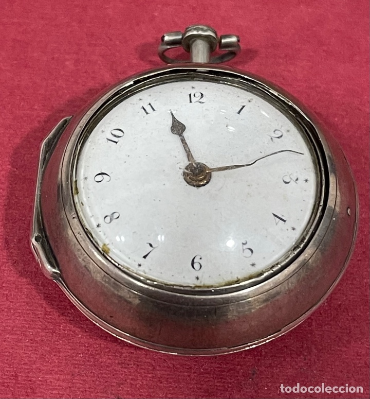 Relojes de bolsillo: Antiguo reloj de bolsillo, catalino, en plata de ley, con chichonera, C. Charleson. Funcionando. - Foto 2 - 312349043