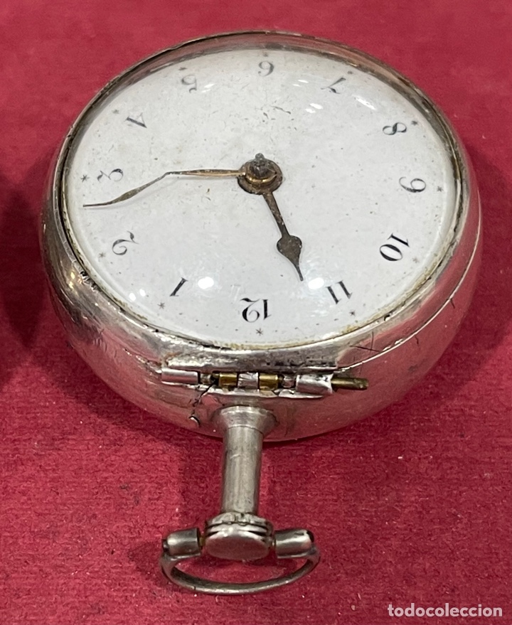 Relojes de bolsillo: Antiguo reloj de bolsillo, catalino, en plata de ley, con chichonera, C. Charleson. Funcionando. - Foto 4 - 312349043