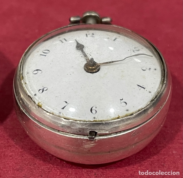 Relojes de bolsillo: Antiguo reloj de bolsillo, catalino, en plata de ley, con chichonera, C. Charleson. Funcionando. - Foto 5 - 312349043