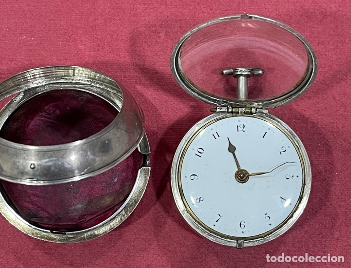 Relojes de bolsillo: Antiguo reloj de bolsillo, catalino, en plata de ley, con chichonera, C. Charleson. Funcionando. - Foto 6 - 312349043