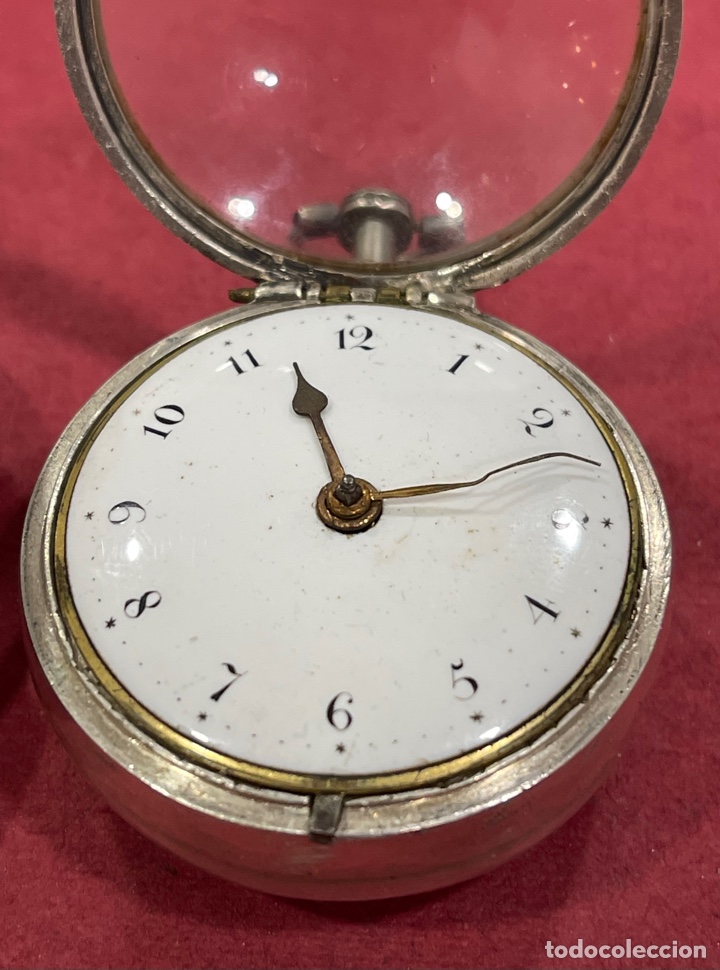 Relojes de bolsillo: Antiguo reloj de bolsillo, catalino, en plata de ley, con chichonera, C. Charleson. Funcionando. - Foto 7 - 312349043