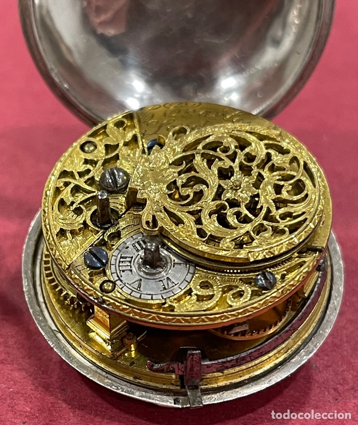 Relojes de bolsillo: Antiguo reloj de bolsillo, catalino, en plata de ley, con chichonera, C. Charleson. Funcionando. - Foto 9 - 312349043