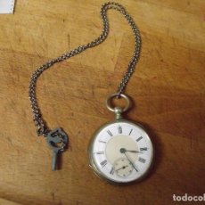 Relojes de bolsillo: ANTIGUO RELOJ BOLSILLO EN PLATA AÑO 1880 - FUNCIONA- LOTE 259-53-CADENILLA DOBLE EN PLATA. Lote 325938998