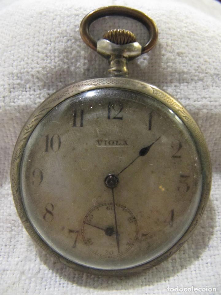 Relojes de bolsillo: ANTIGUO RELOJ DE BOLSILLO - VIOLA - EN PLATA - FUNCIONA - Foto 1