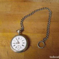 Relojes de bolsillo: ANTIGUO RELOJ BOLSILLO EN ARGENTAN-AÑO 1880-LEONTINA EPOCA-FUNCIONA-LOTE 259-58. Lote 346065943