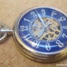 Relojes de bolsillo: RELOJ DE BOLSILLO DE CUERDA CON BAÑO DE PLATA. Lote 351102019