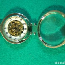 Relojes de bolsillo: RELOJ DE BOLSILLO CARGA MANUAL-ANVERSO Y REVERSO VIDRIO TRANSPARENTE-FUNCIONA PERFECTO-4 CM DIAMETRO. Lote 362763635