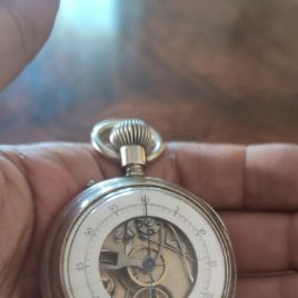 Reloj de bolsillo cronógrafo esqueleto parte trasera siglo xix RARISIMO!!! ALTA COLECCIÓN