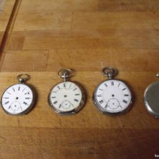 Relojes de bolsillo: 4 RELOJES ANTIGUOS DE BOLSILLO-PLATA 800-AÑO 1890-LOTE 259-74