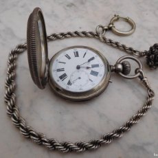 Relojes de bolsillo: RELOJ DE BOLSILLO 3 TAPAS PLATA BERNARDI GENEVE CON CADENA. Lote 384570124