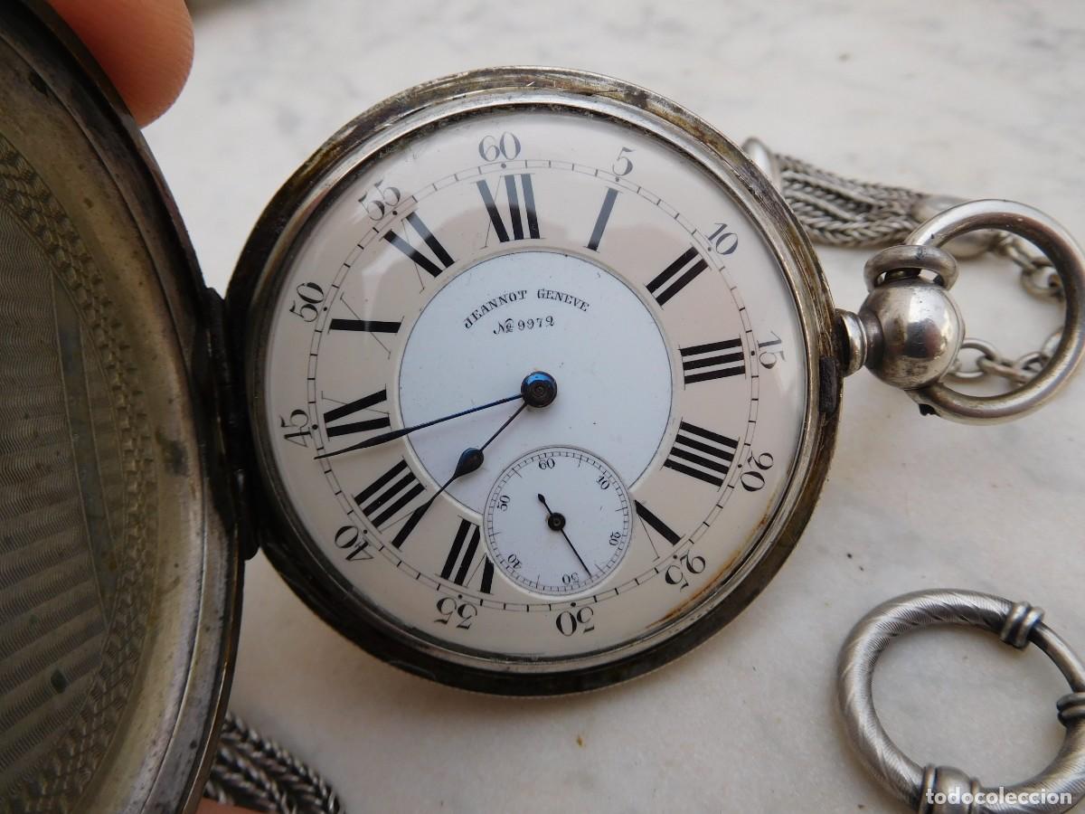 Relojes de bolsillo: Reloj de bolsillo 3 tapas plata Jeannot Geneve con cadena - Foto 2