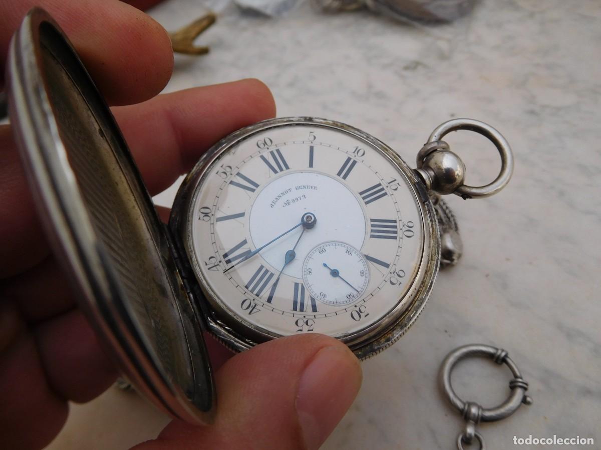 Relojes de bolsillo: Reloj de bolsillo 3 tapas plata Jeannot Geneve con cadena - Foto 3