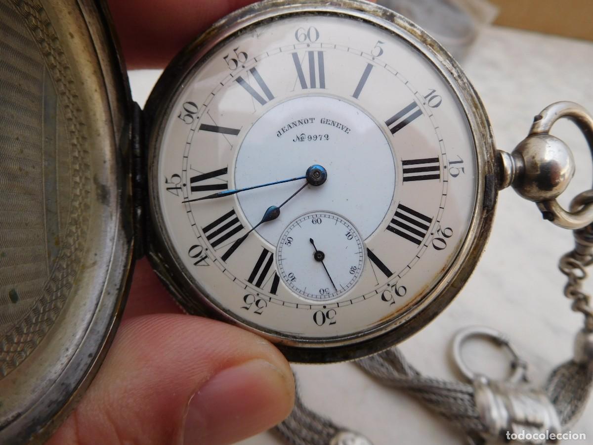 Relojes de bolsillo: Reloj de bolsillo 3 tapas plata Jeannot Geneve con cadena - Foto 4
