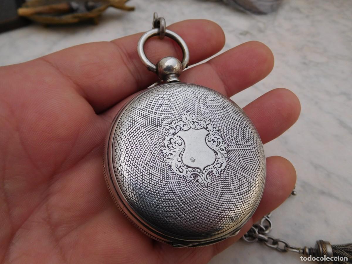 Relojes de bolsillo: Reloj de bolsillo 3 tapas plata Jeannot Geneve con cadena - Foto 6