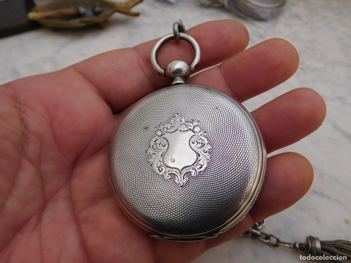 Relojes de bolsillo: Reloj de bolsillo 3 tapas plata Jeannot Geneve con cadena - Foto 7