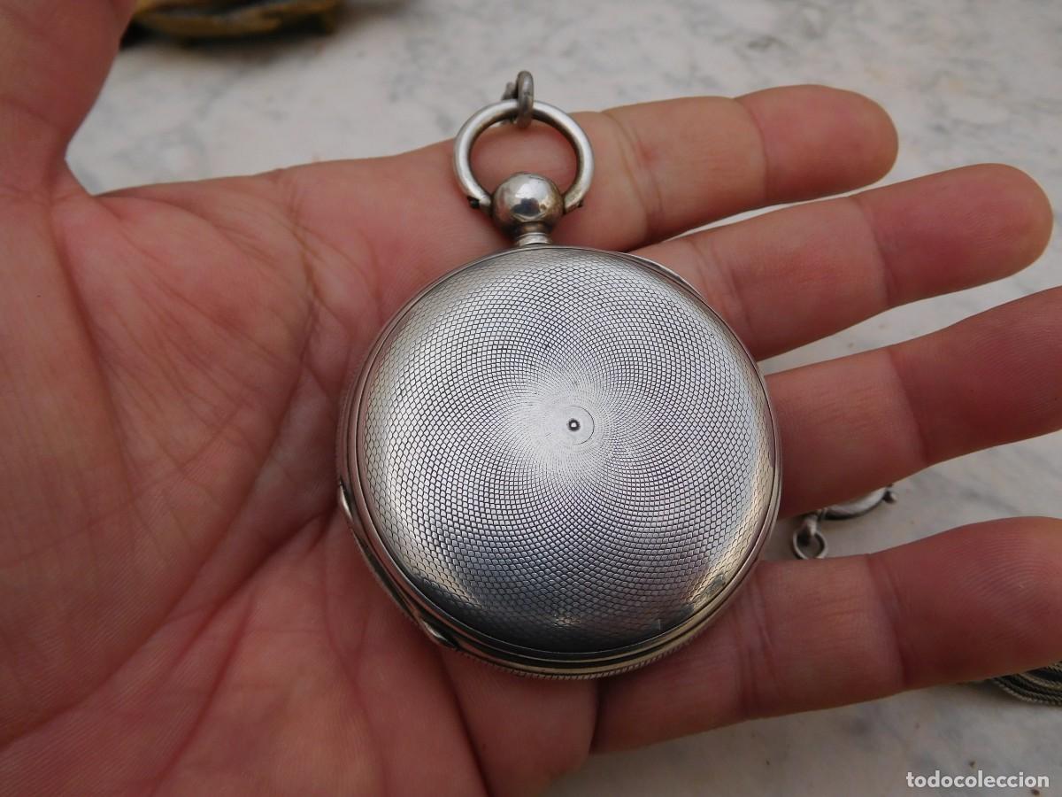 Relojes de bolsillo: Reloj de bolsillo 3 tapas plata Jeannot Geneve con cadena - Foto 8
