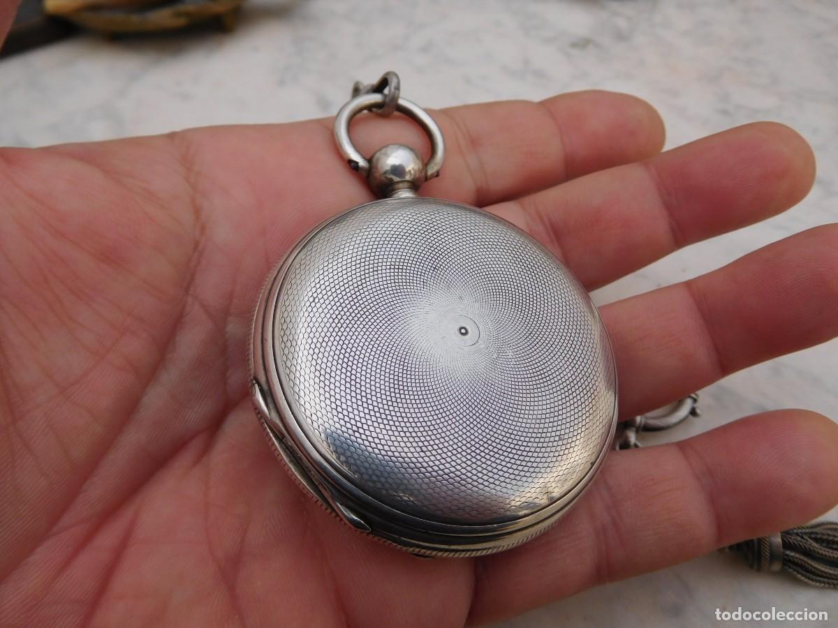 Relojes de bolsillo: Reloj de bolsillo 3 tapas plata Jeannot Geneve con cadena - Foto 9