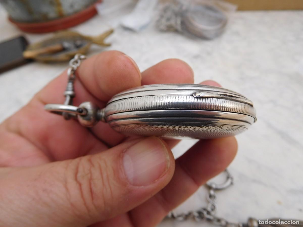 Relojes de bolsillo: Reloj de bolsillo 3 tapas plata Jeannot Geneve con cadena - Foto 10