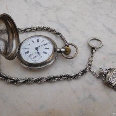Relojes de bolsillo: RELOJ DE BOLSILLO 3 TAPAS PLATA CON CADENA. Lote 384572309
