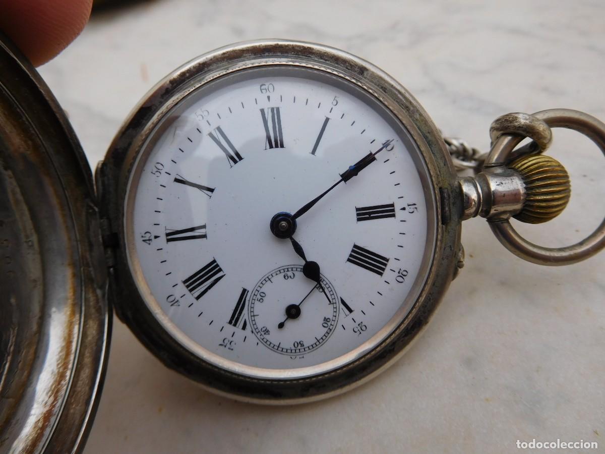 Relojes de bolsillo: Reloj de bolsillo 3 tapas plata con cadena - Foto 2