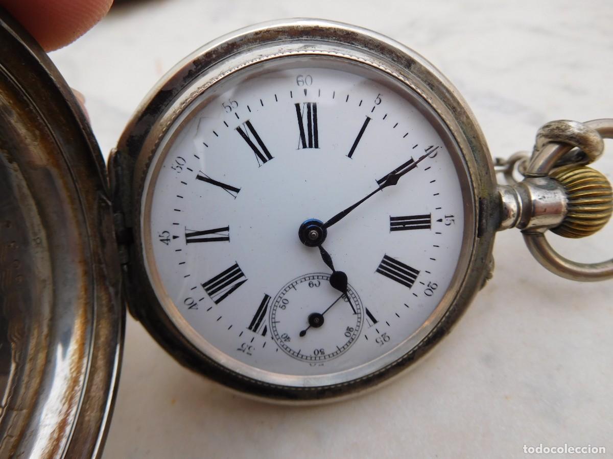 Relojes de bolsillo: Reloj de bolsillo 3 tapas plata con cadena - Foto 3