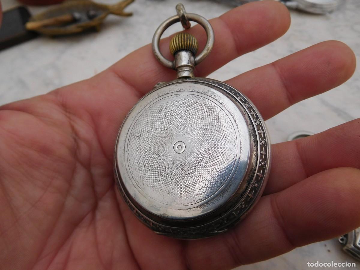 Relojes de bolsillo: Reloj de bolsillo 3 tapas plata con cadena - Foto 7