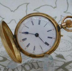 Relojes de bolsillo: ADOLPHE HUGUENIN-RELOJ DE BOLSILLO DE ORO 14K-SABONETA-CIRCA 1880-NO FUNCIONA. Lote 388040959
