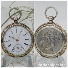 Relojes de bolsillo: PRECIOSO RELOJ DE BOLSILLO-DE PLATA BICOLOR-SUIZA-CIRCA 1880-FUNCIONANDO. Lote 388597884