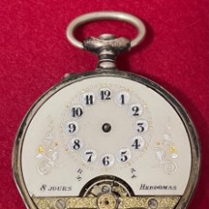 Relojes de bolsillo: ANTIGUO RELOJ DE BOLSILLO, OCHO DÍAS CUERDA, PARA DESPIECE. CAJA DE PLATA.. Lote 389164054