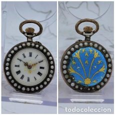 Relojes de bolsillo: PRECIOSO RELOJ DE BOLSILLO-DE PLATA-DE MONJA CON PERLAS Y ESMALTES-SUIZA-CIRCA 1880-FUNCIONANDO