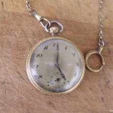 Relojes de bolsillo: ANTIGUO RELOJ BOLSILLO ART-DECO-LAMINADO EN ORO-AÑO 1910-LEONTINA EPOCA-LOTE 259-78-FUNCIONA
