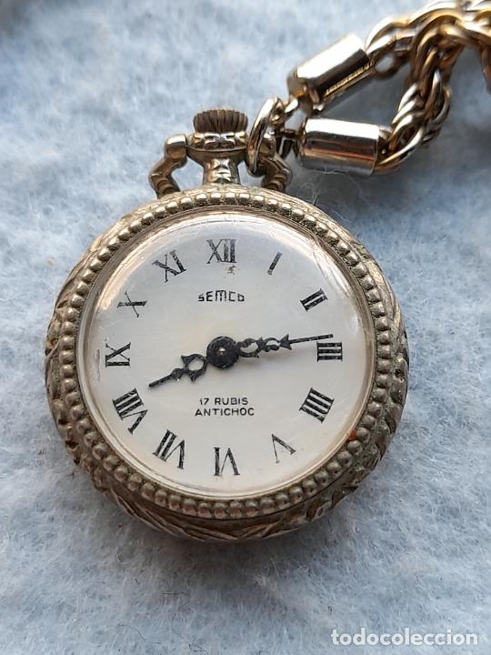 Relojes de bolsillo: Reloj de Bolsillo Marca Semco + Cadena. Funcionando - Foto 4