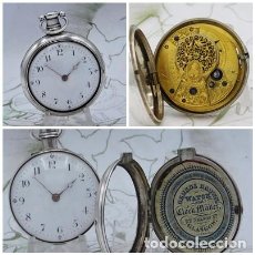 Relojes de bolsillo: A CAMERON-FANTÁSTICO RELOJ DE BOLSILLO INGLÉS-CATALINO-DE PLATA-DOBLE CAJA-SIGLO XVIII-FUNCIONANDO