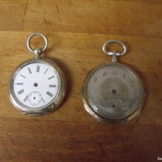 Relojes de bolsillo: 2 RELOJES DE BOLSILLO ANTIGUOS EN ACERO Y PLATA-LOTE 259-81
