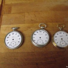 Relojes de bolsillo: 3 RELOJES DE BOLSILLO ANTIGUOS EN ACERO-LOTE 259-81