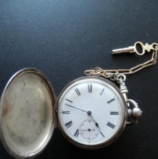 Relojes de bolsillo: RELOJ DE PLATA AÑO 1880 A LLAVE FUNCIONANDO CORRECTAMENTE 3 TAPAS 49 MILÍMETROS