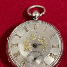 Relojes de bolsillo: ANTIGUO RELOJ DE BOLSILLO, SEMICATALINO, EN PLATA DE LEY.