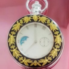 Relojes de bolsillo: ORIGINAL RELOJ DE BOLSILLO MECÁNICO, DE CUERDA CON LUNA, SEGUNDERO INDEPENDIENTE Y TAPA...4,5CM DIÁM