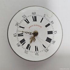 Relojes de bolsillo: MAQUINARIA RELOJ BOLSILLO STOCKHOLM-ESFERA PORCELANA-AGUJAS-Ø 43,5 MM MILIMETROS-SIGLO XIX PPIOS. XX