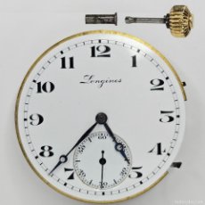 Relojes de bolsillo: MAQUINARIA RELOJ BOLSILLO LONGINES-CALIBRE 19.70N-SAVONNETTE-ESFERA PORCELANA- Ø 42,90 MM-PPIOS 1900