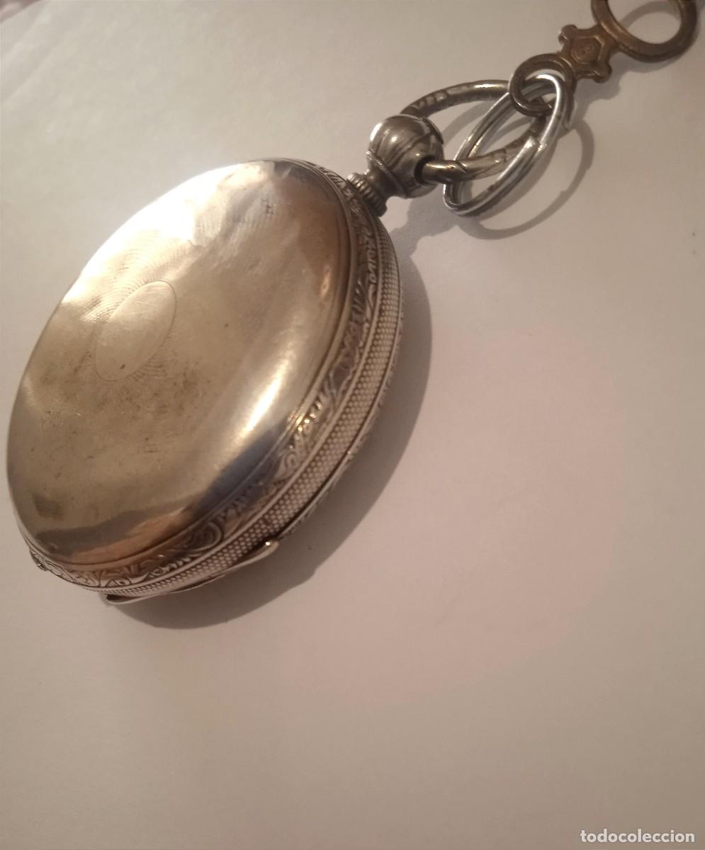 Relojes de bolsillo: RELOJ DE BOLSILLO CHATELAIN TRAMELAN DE PLATA CON CARGA DE LLAVE - Foto 6