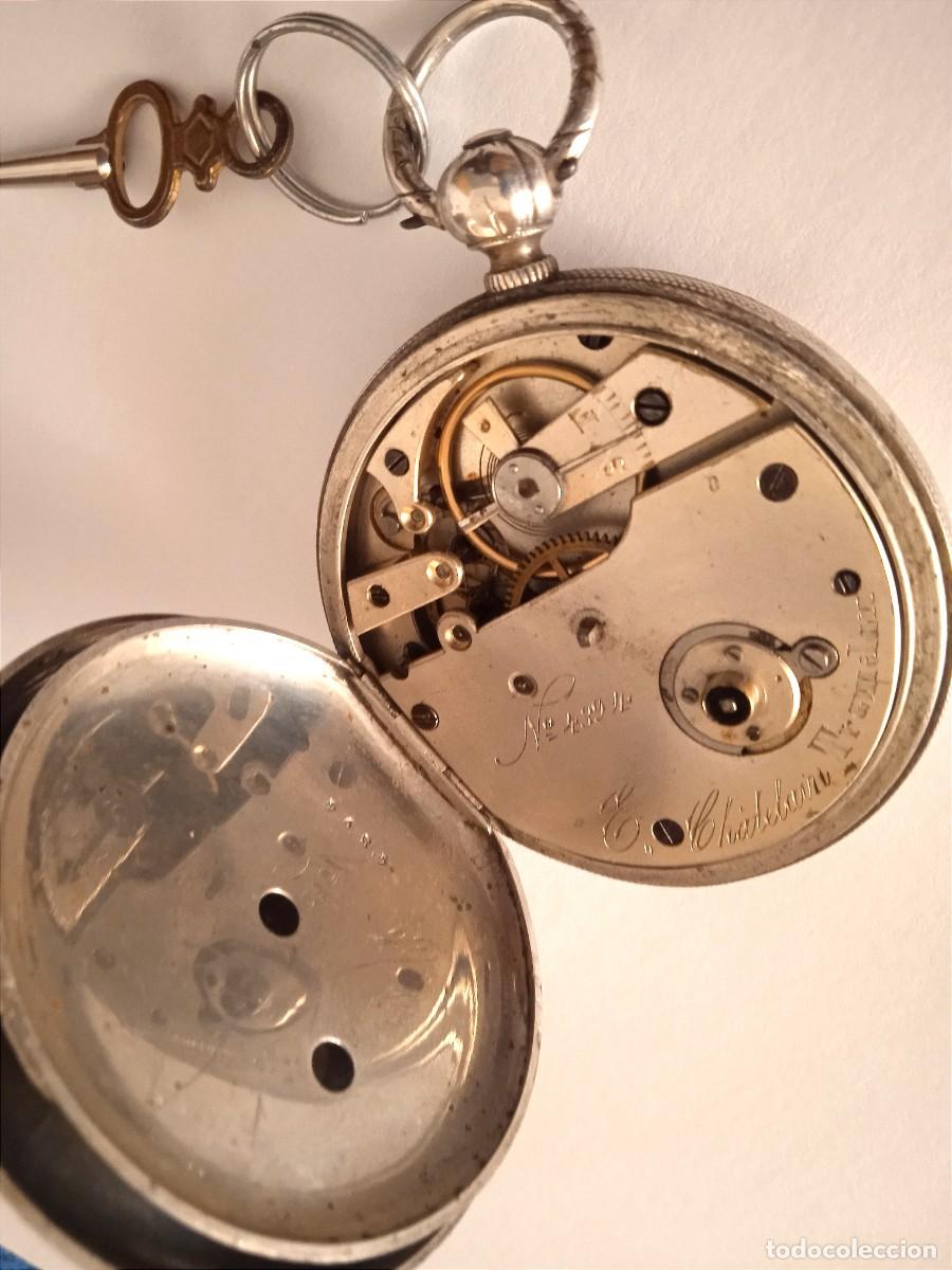 Relojes de bolsillo: RELOJ DE BOLSILLO CHATELAIN TRAMELAN DE PLATA CON CARGA DE LLAVE - Foto 14